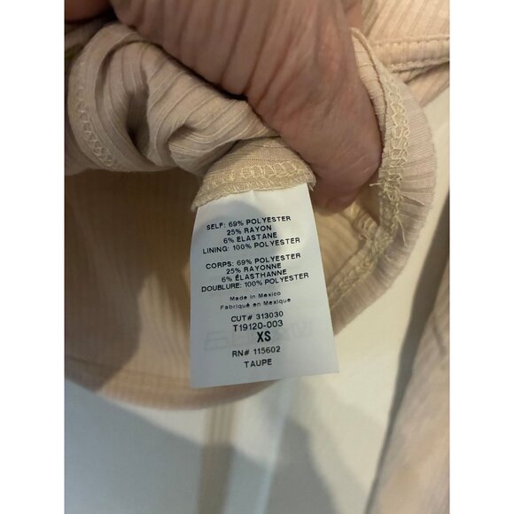 Lush Taupe Ribbed Long Sleeve Square Neck Crop Top XS - Picture 3 of 5